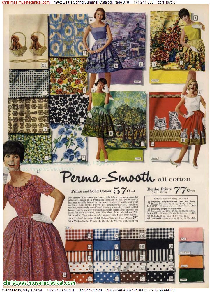 1962 Sears Spring Summer Catalog, Page 378
