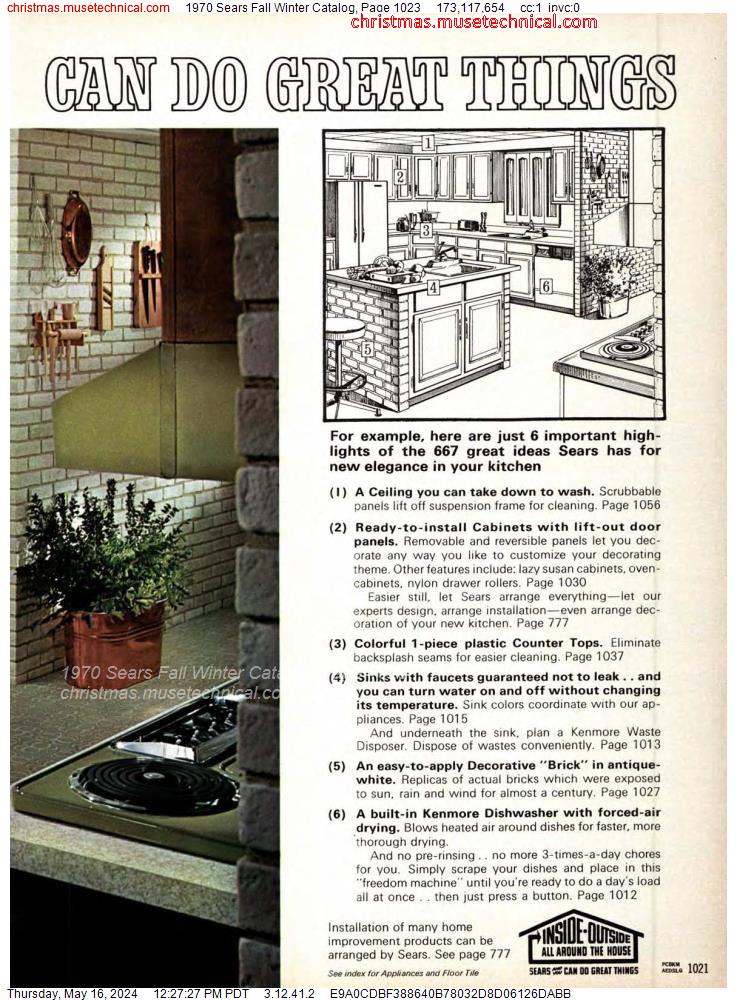 1970 Sears Fall Winter Catalog, Page 1023