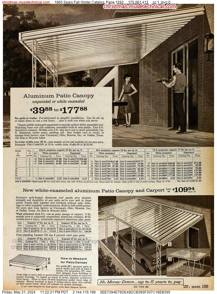 1965 Sears Fall Winter Catalog, Page 1293