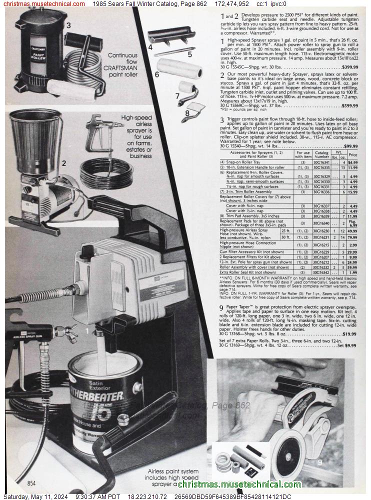 1985 Sears Fall Winter Catalog, Page 862