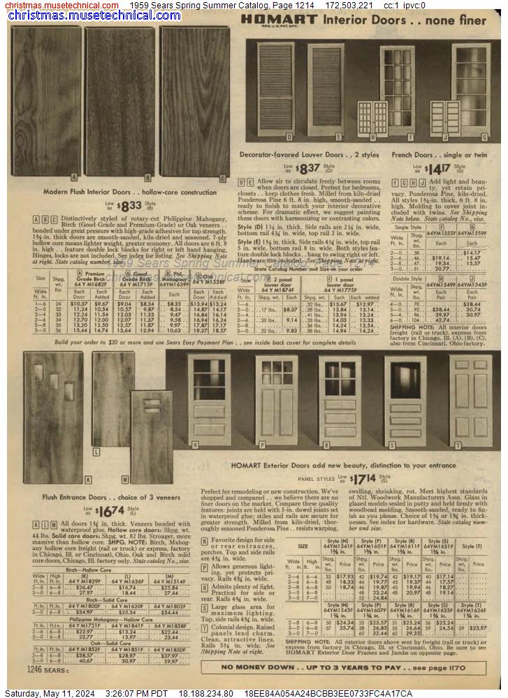1959 Sears Spring Summer Catalog, Page 1214