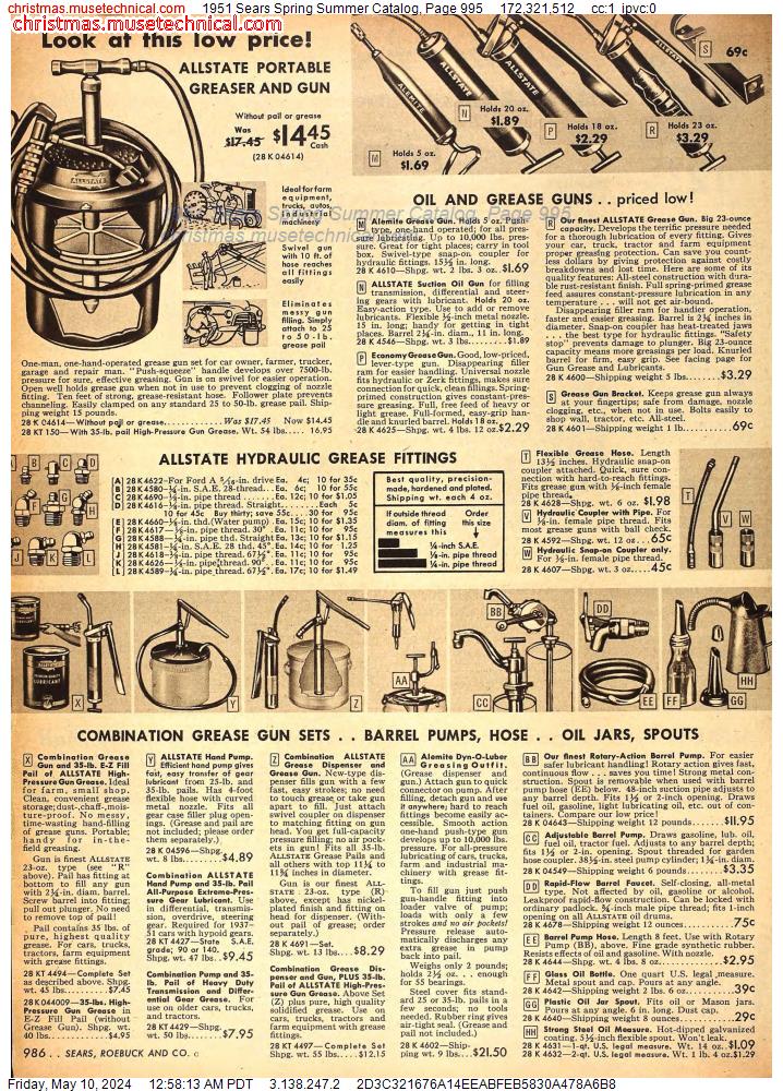 1951 Sears Spring Summer Catalog, Page 995