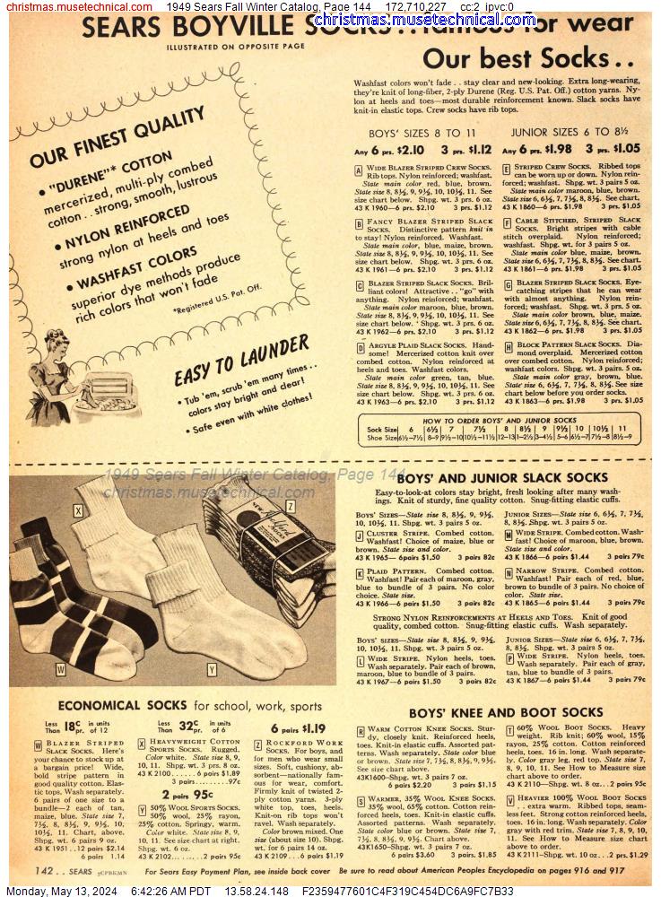 1949 Sears Fall Winter Catalog, Page 144