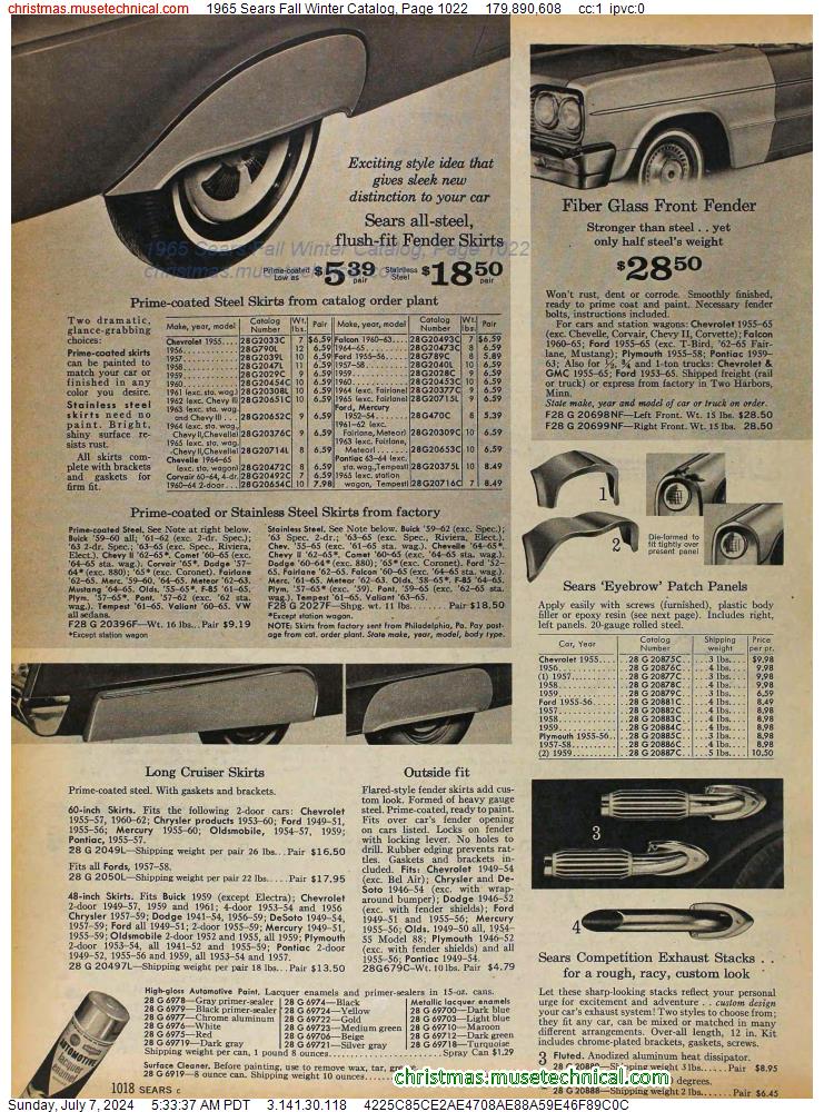 1965 Sears Fall Winter Catalog, Page 1022