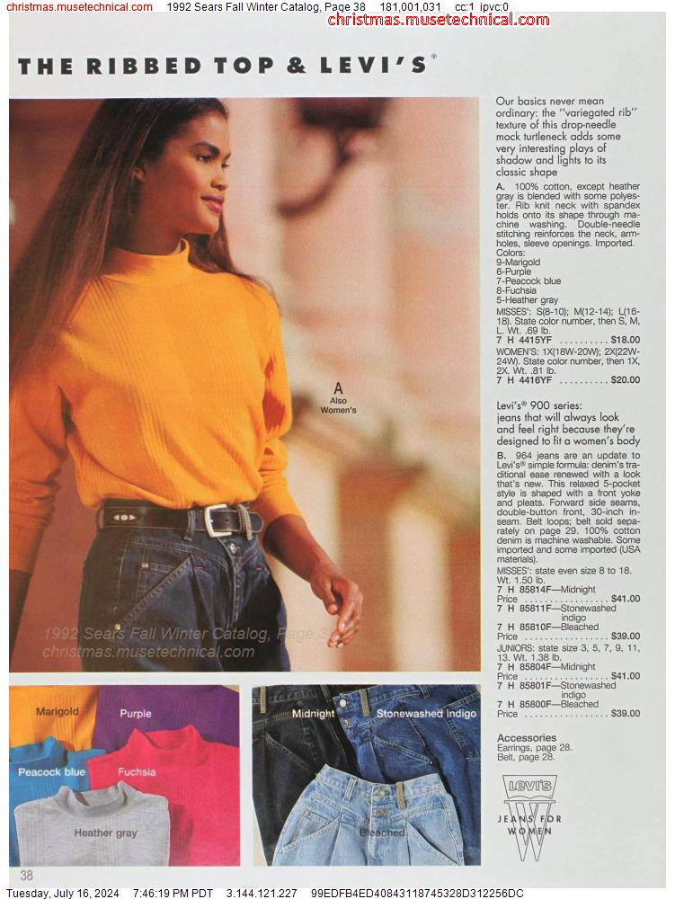 1992 Sears Fall Winter Catalog, Page 38