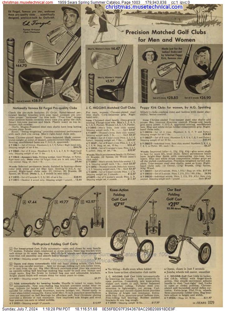 1959 Sears Spring Summer Catalog, Page 1003