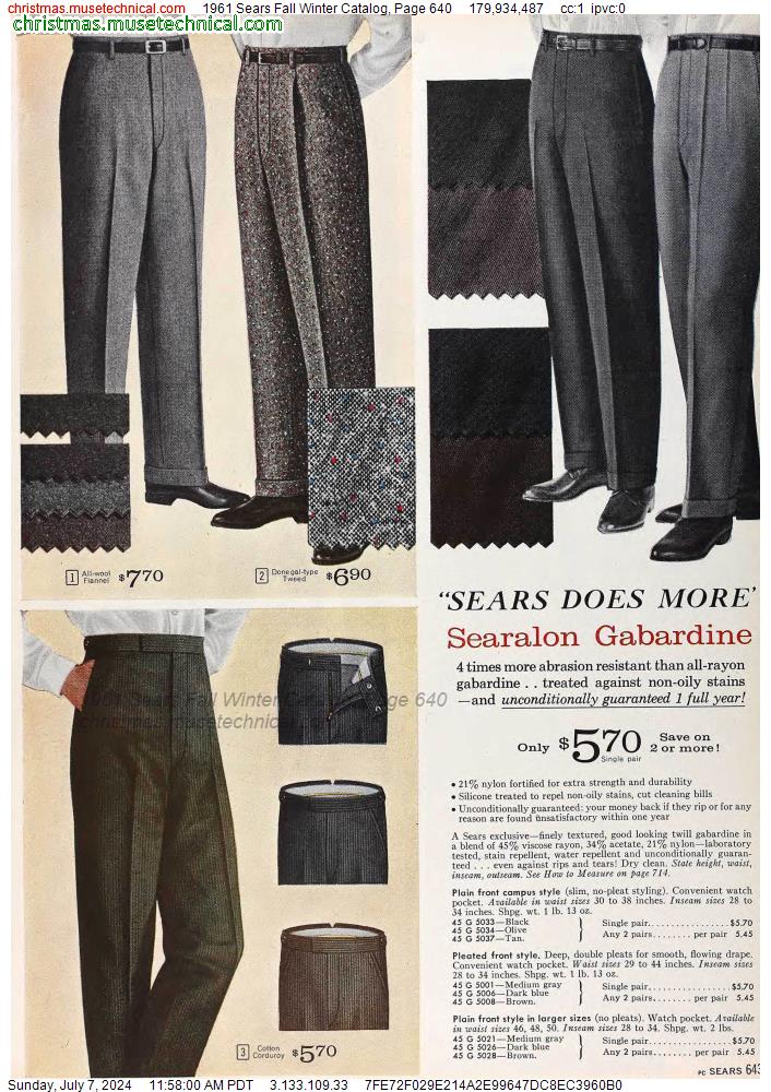 1961 Sears Fall Winter Catalog, Page 640