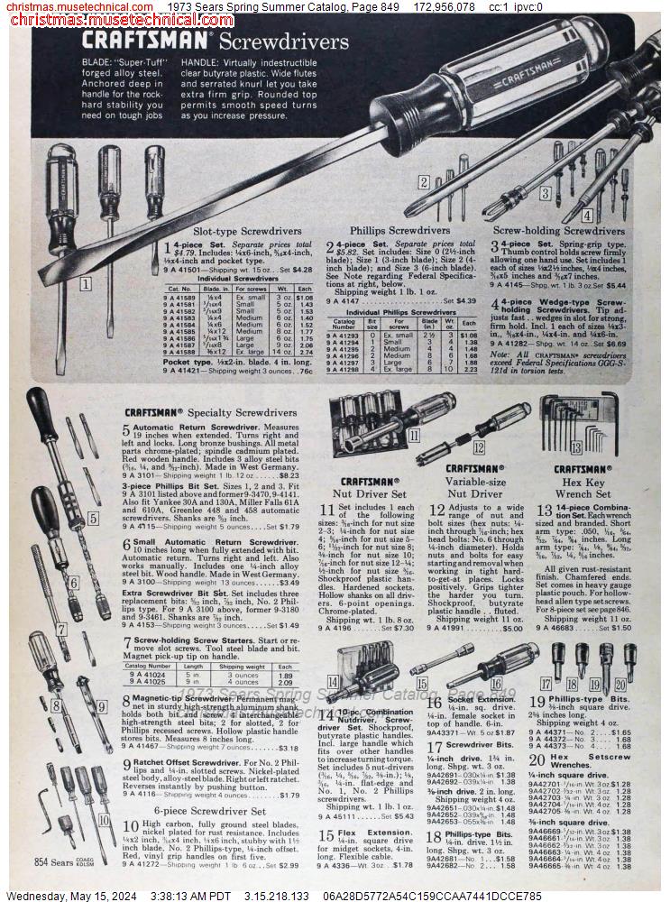 1973 Sears Spring Summer Catalog, Page 849