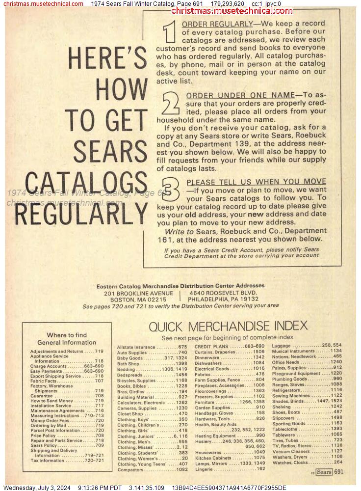 1974 Sears Fall Winter Catalog, Page 691