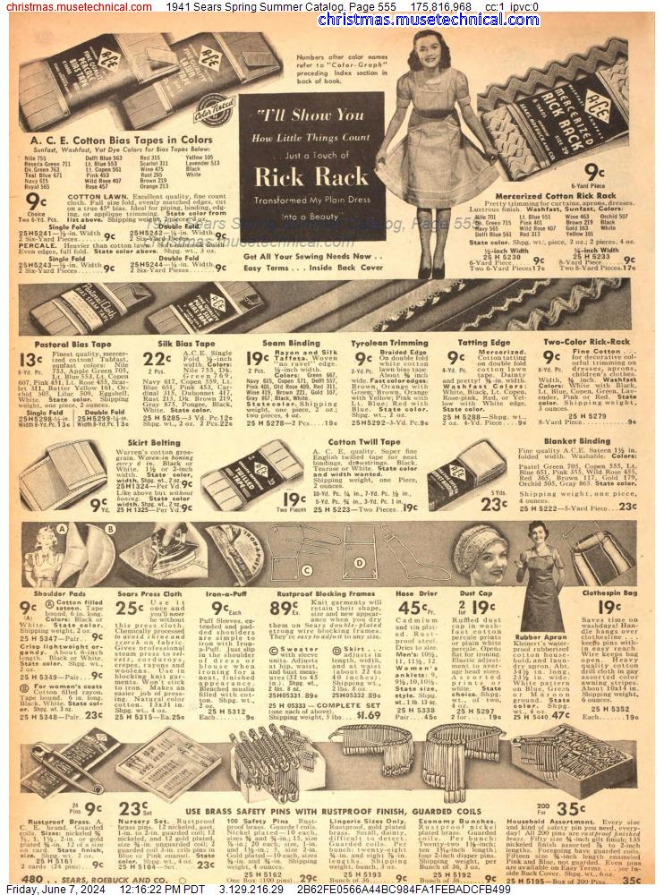1941 Sears Spring Summer Catalog, Page 555