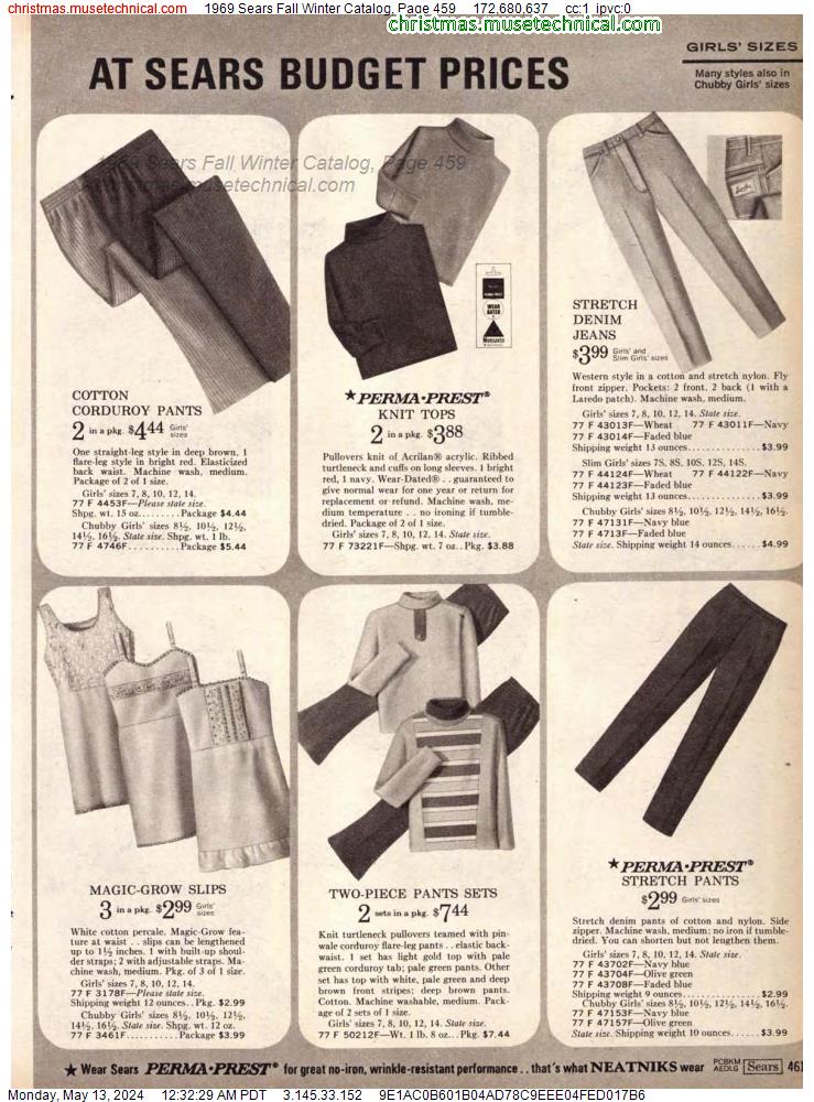 1969 Sears Fall Winter Catalog, Page 459