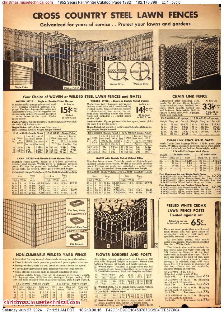 1952 Sears Fall Winter Catalog, Page 1382