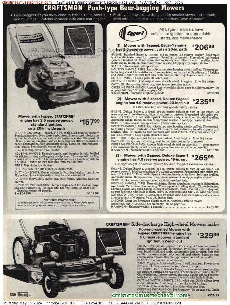 1981 Sears Spring Summer Catalog, Page 836
