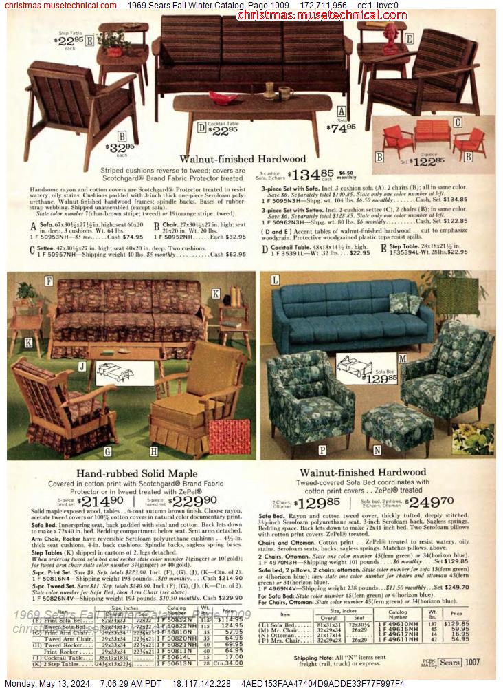 1969 Sears Fall Winter Catalog, Page 1009