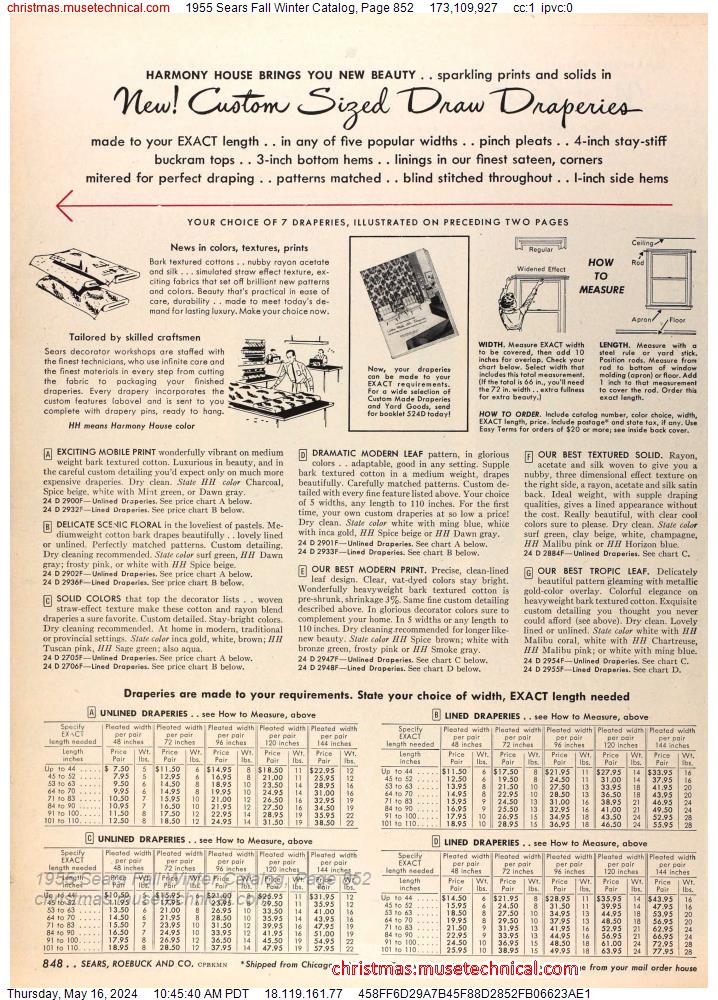 1955 Sears Fall Winter Catalog, Page 852