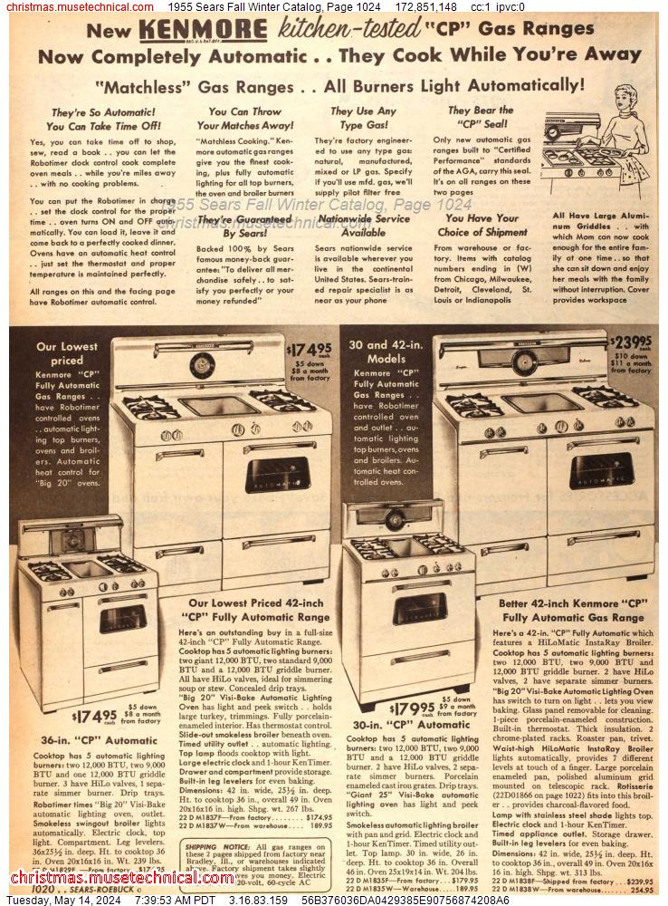 1955 Sears Fall Winter Catalog, Page 1024