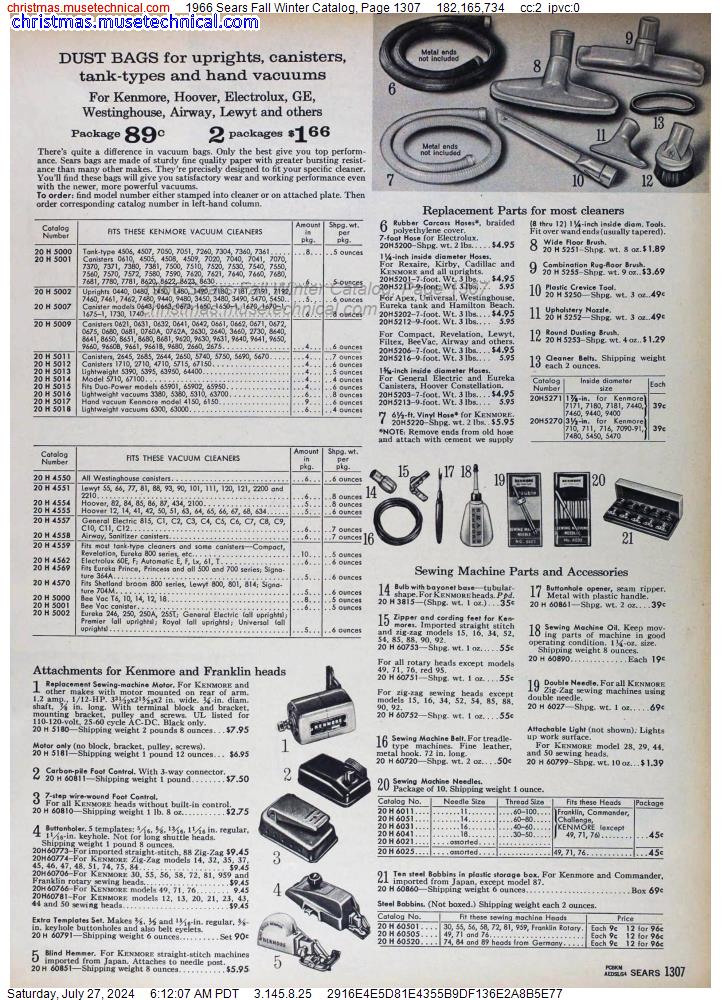 1966 Sears Fall Winter Catalog, Page 1307