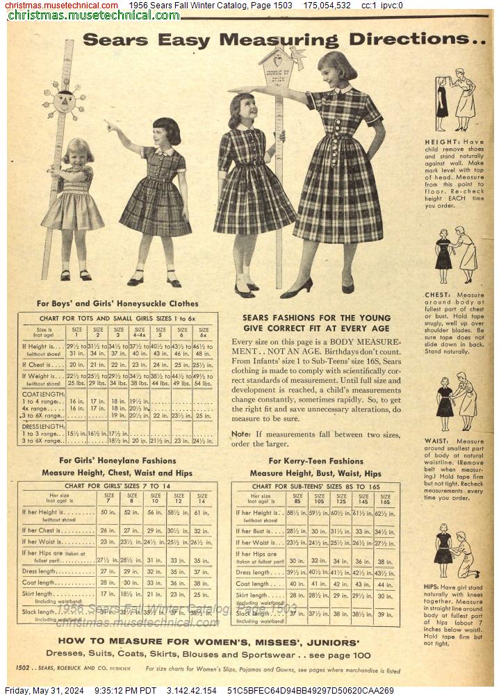 1956 Sears Fall Winter Catalog, Page 1503