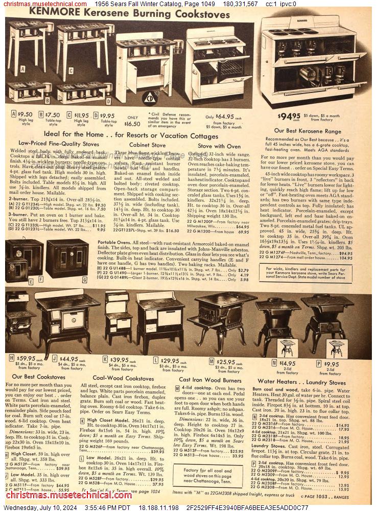 1956 Sears Fall Winter Catalog, Page 1049