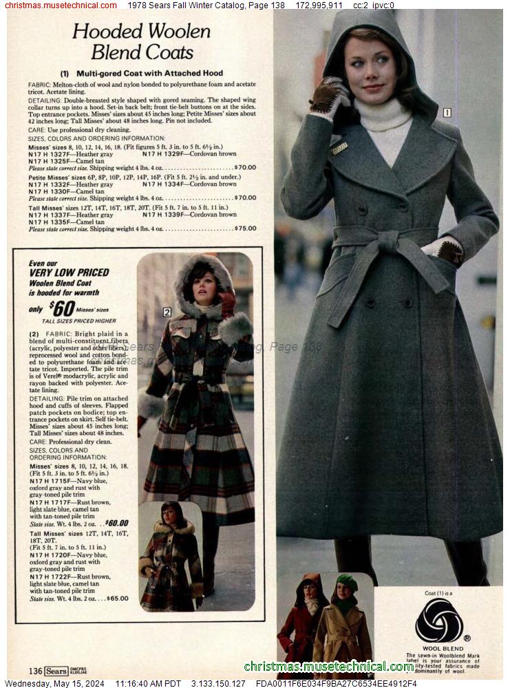1978 Sears Fall Winter Catalog, Page 138