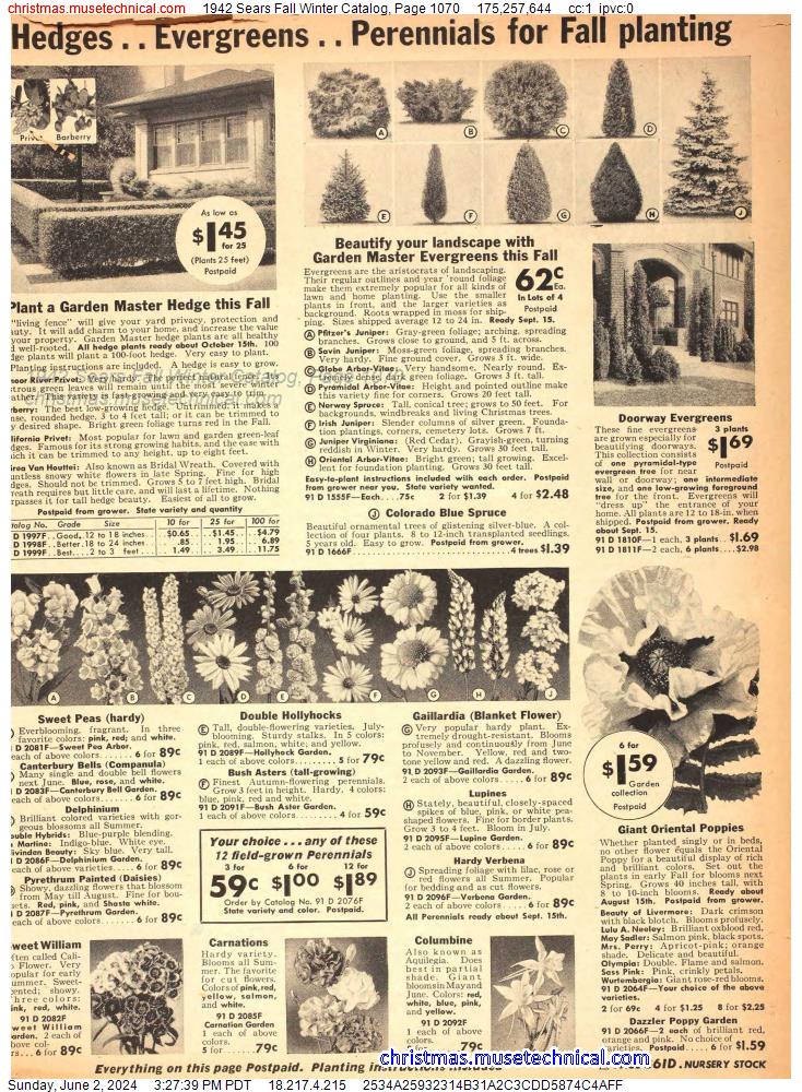 1942 Sears Fall Winter Catalog, Page 1070