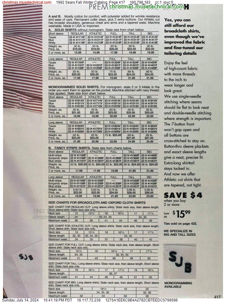 1992 Sears Fall Winter Catalog, Page 417