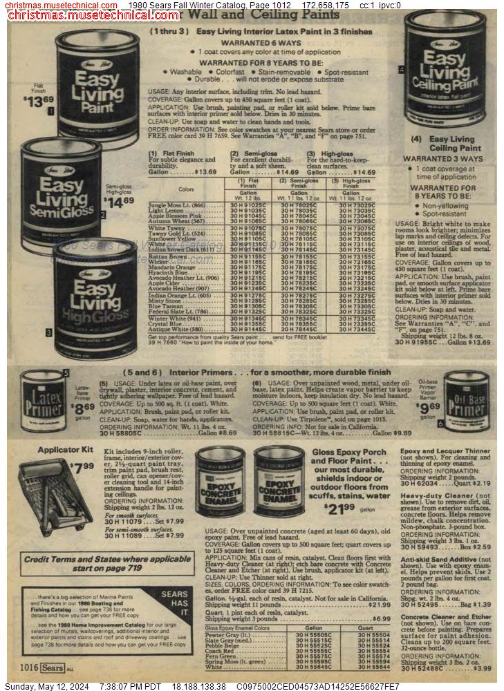 1980 Sears Fall Winter Catalog, Page 1012