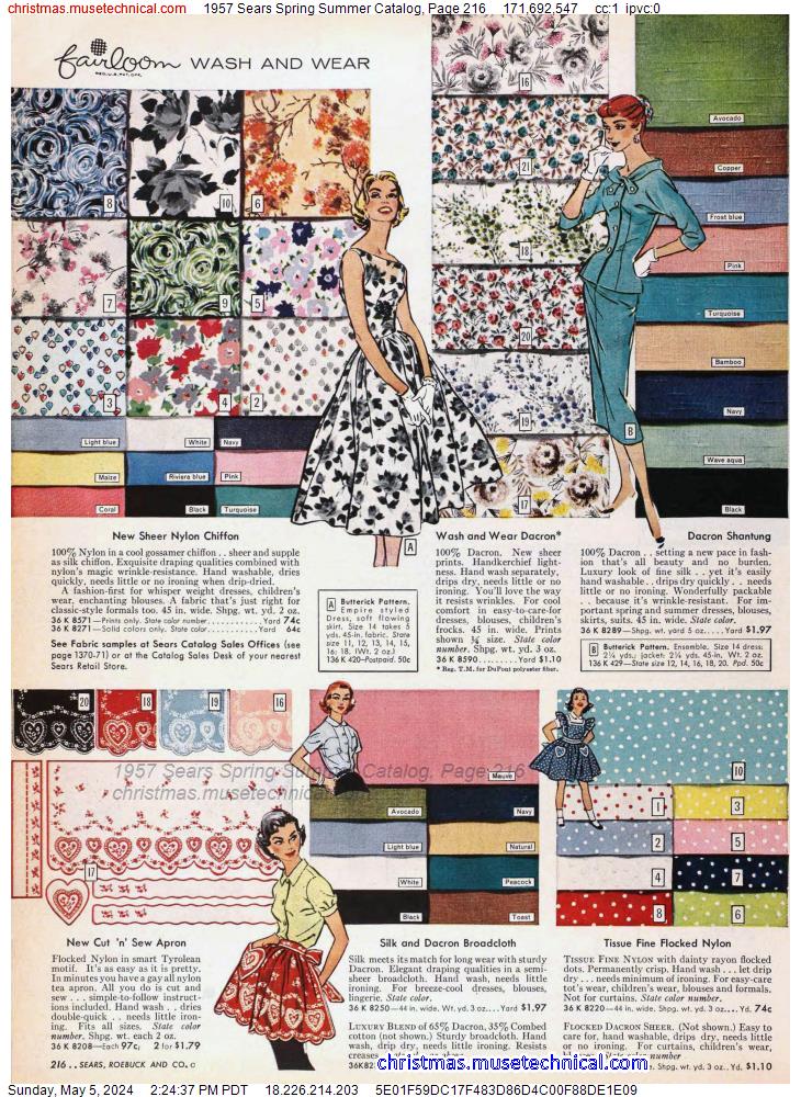 1957 Sears Spring Summer Catalog, Page 216