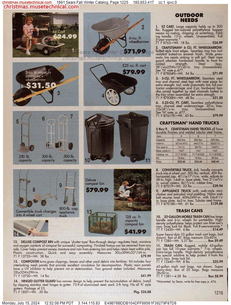 1991 Sears Fall Winter Catalog, Page 1225