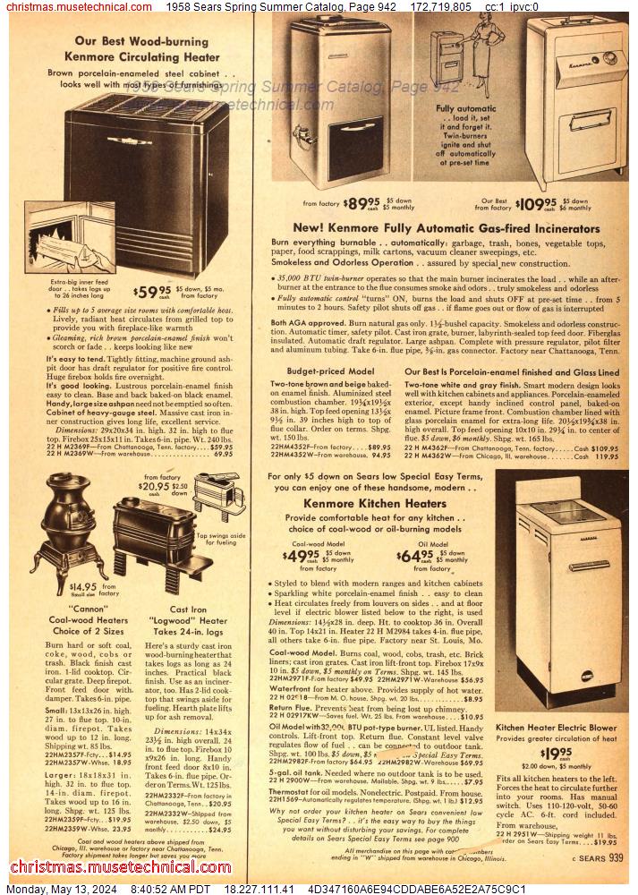 1958 Sears Spring Summer Catalog, Page 942