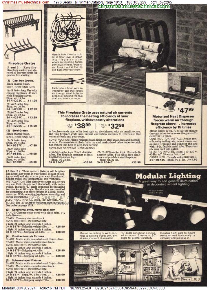1976 Sears Fall Winter Catalog, Page 1013