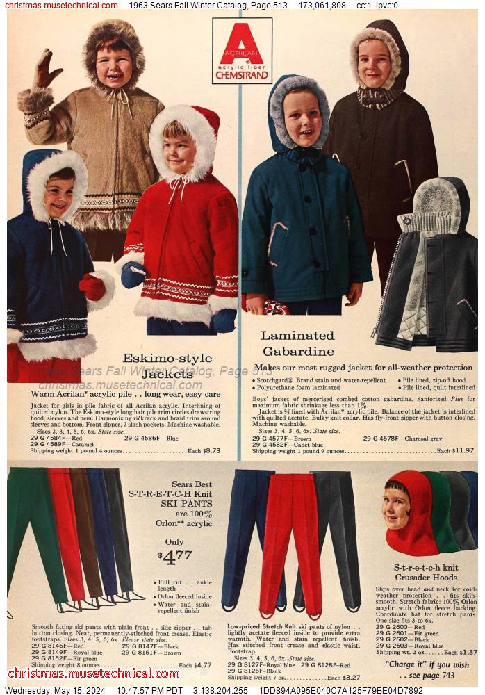 1963 Sears Fall Winter Catalog, Page 513