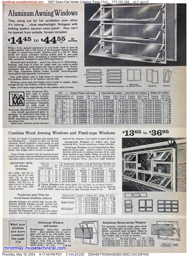 1967 Sears Fall Winter Catalog, Page 1141