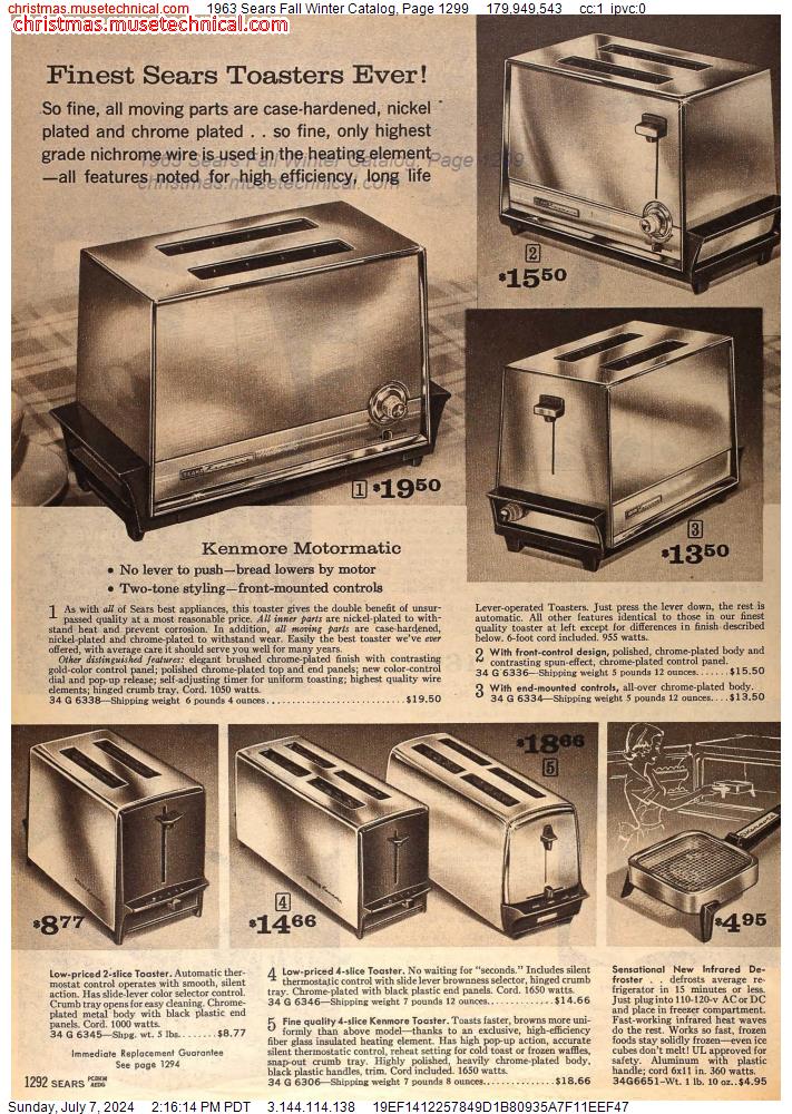 1963 Sears Fall Winter Catalog, Page 1299