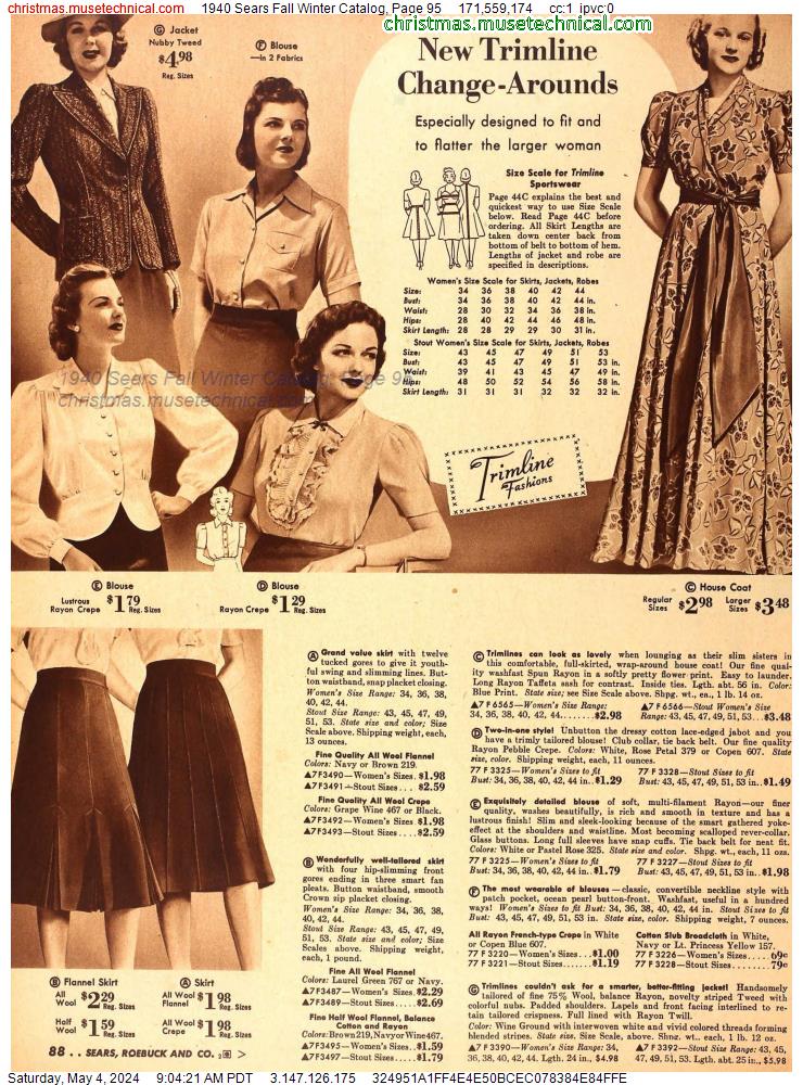 1940 Sears Fall Winter Catalog, Page 95