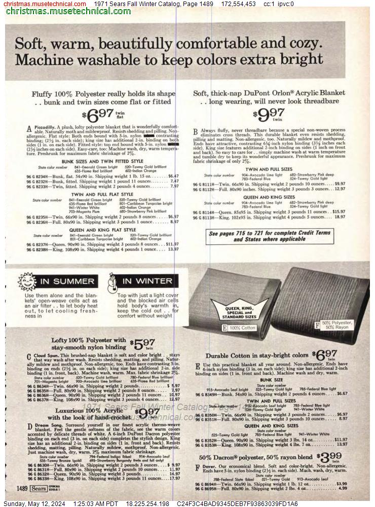 1971 Sears Fall Winter Catalog, Page 1489