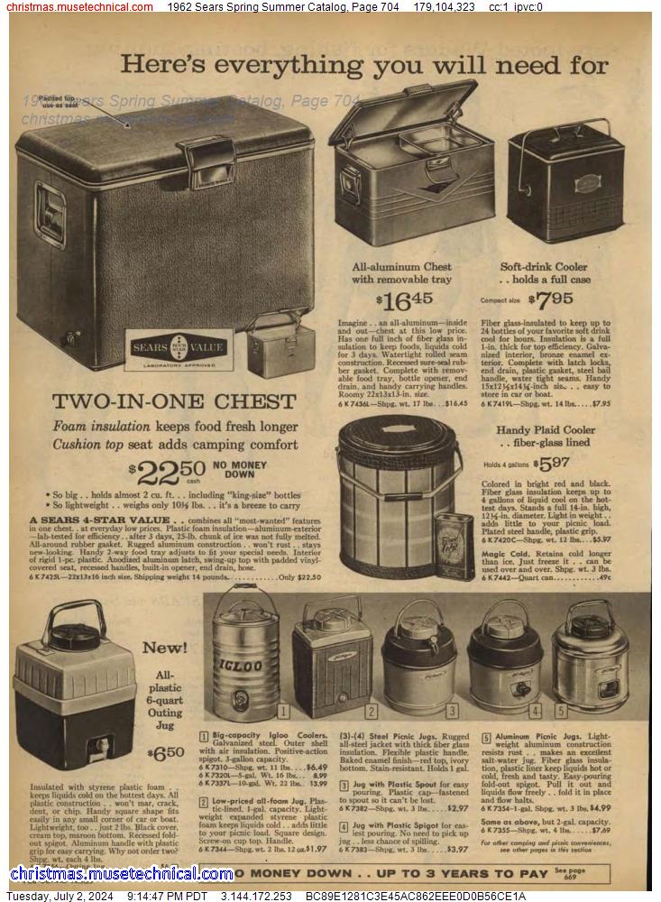 1962 Sears Spring Summer Catalog, Page 704