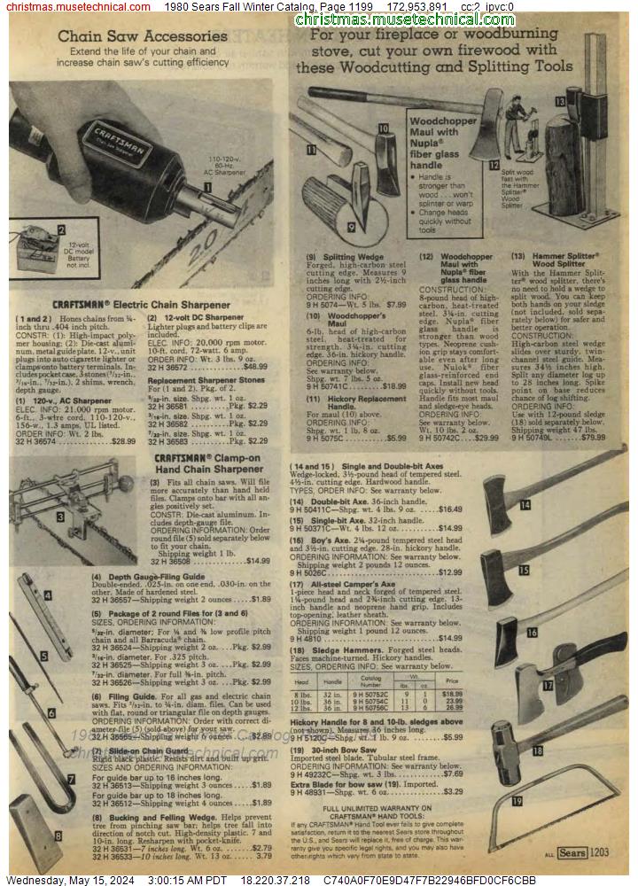 1980 Sears Fall Winter Catalog, Page 1199