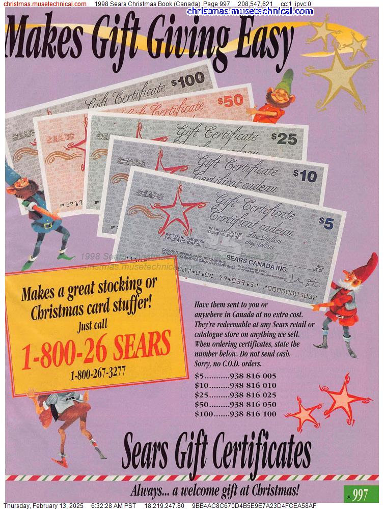 1998 Sears Christmas Book (Canada), Page 997