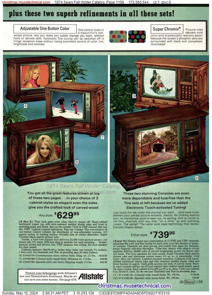 1974 Sears Fall Winter Catalog, Page 1159