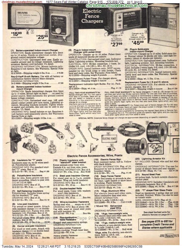 1977 Sears Fall Winter Catalog, Page 915
