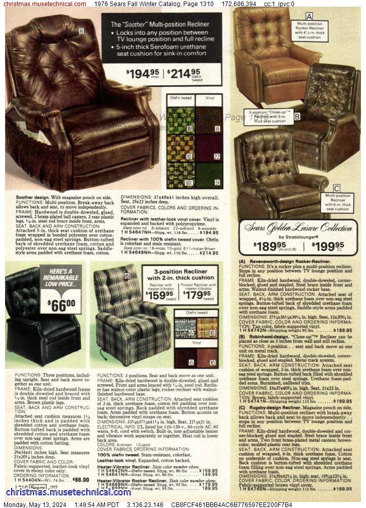 1976 Sears Fall Winter Catalog, Page 1310