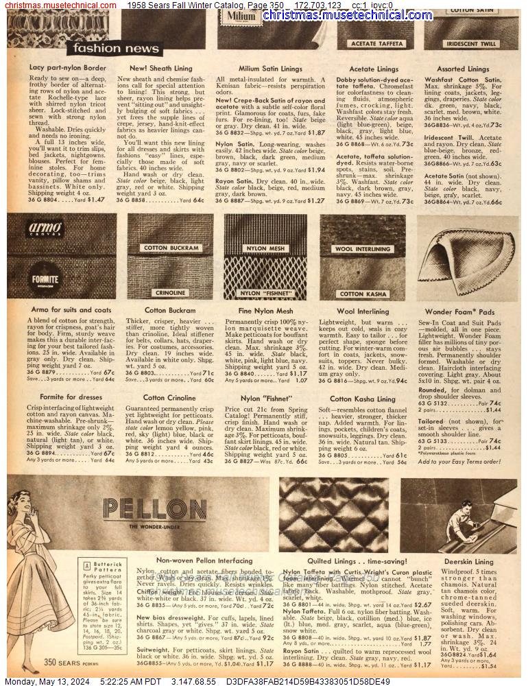 1958 Sears Fall Winter Catalog, Page 350