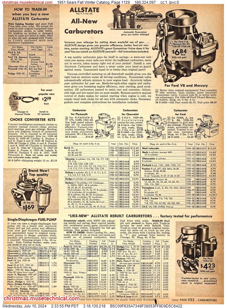1951 Sears Fall Winter Catalog, Page 1129