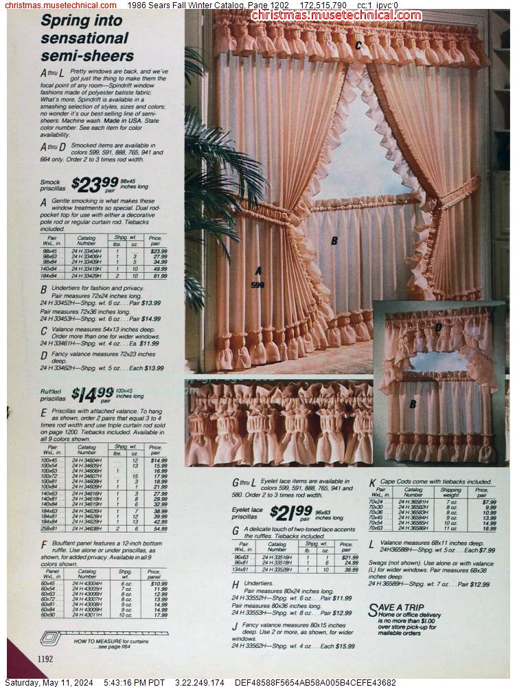 1986 Sears Fall Winter Catalog, Page 1202