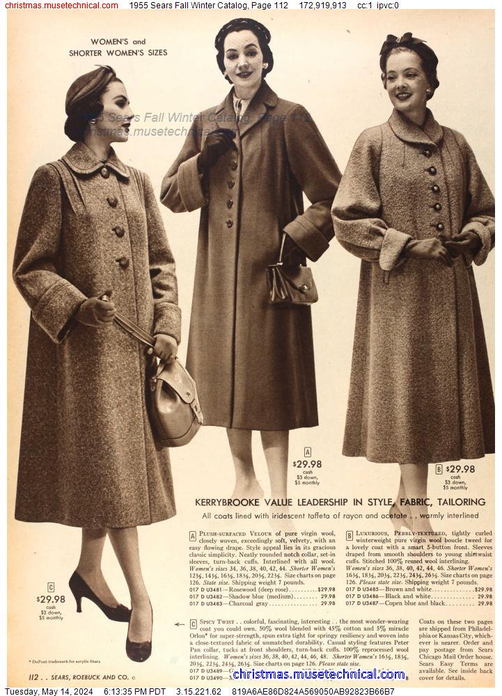 1955 Sears Fall Winter Catalog, Page 112