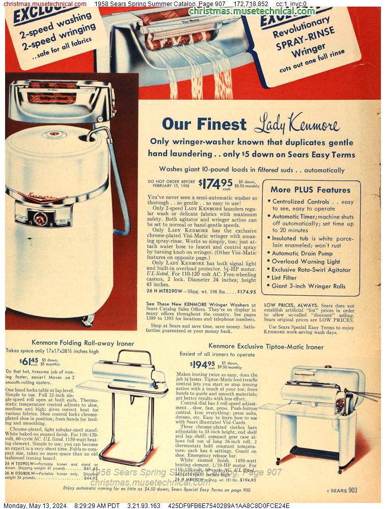 1958 Sears Spring Summer Catalog, Page 907