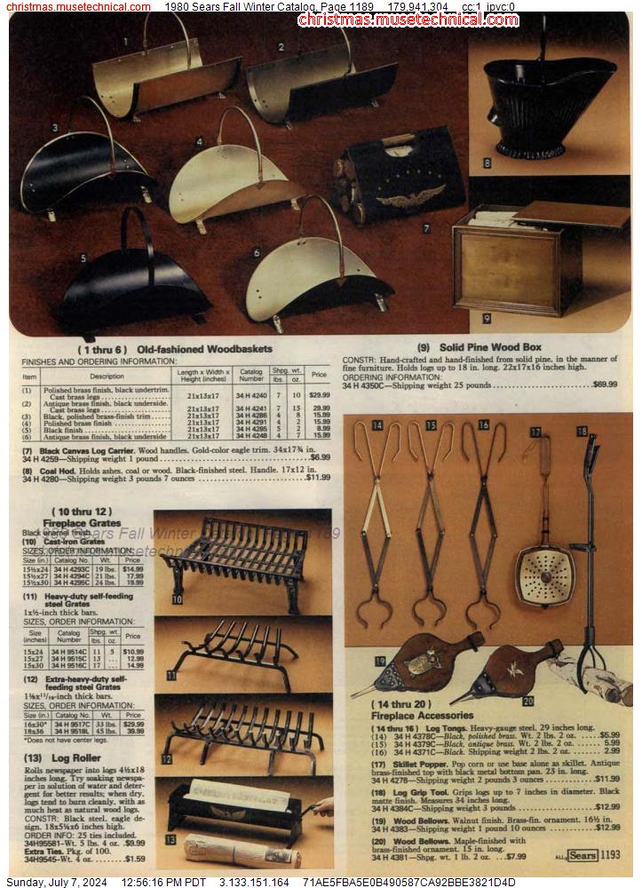 1980 Sears Fall Winter Catalog, Page 1189