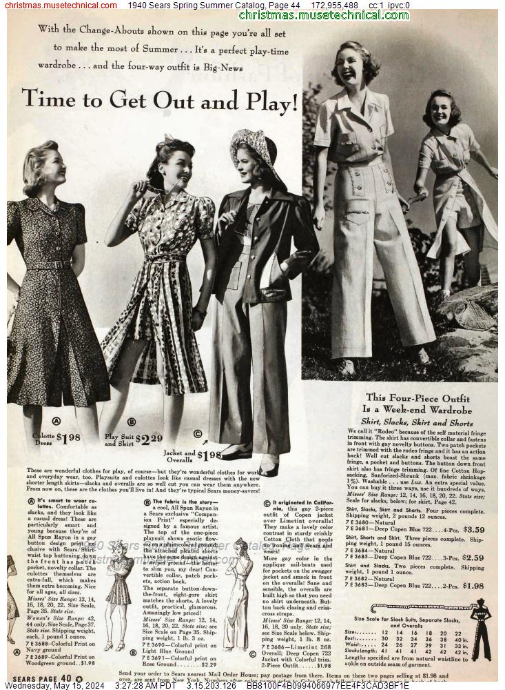 1940 Sears Spring Summer Catalog, Page 44 - Catalogs & Wishbooks
