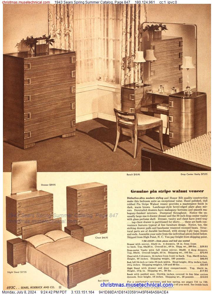 1943 Sears Spring Summer Catalog, Page 847